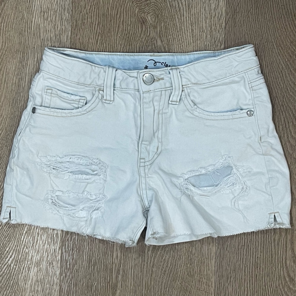 Light Acid Wash Distressed Girls 8 Denim Shorts